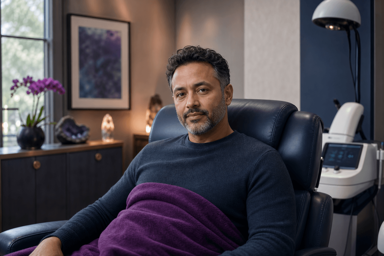 Adult in a premium San Diego brain health clinic, representing recovery from major depressive disorder