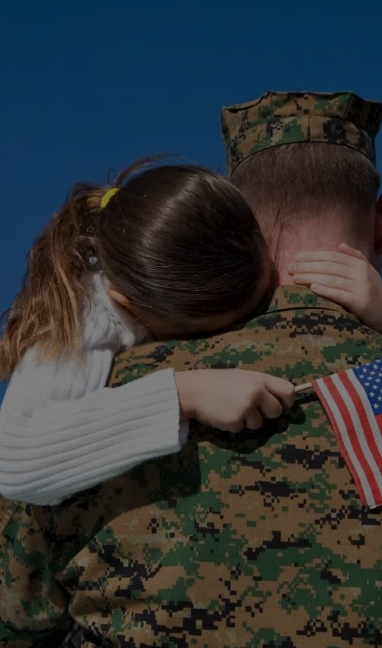A veteran reunited with family